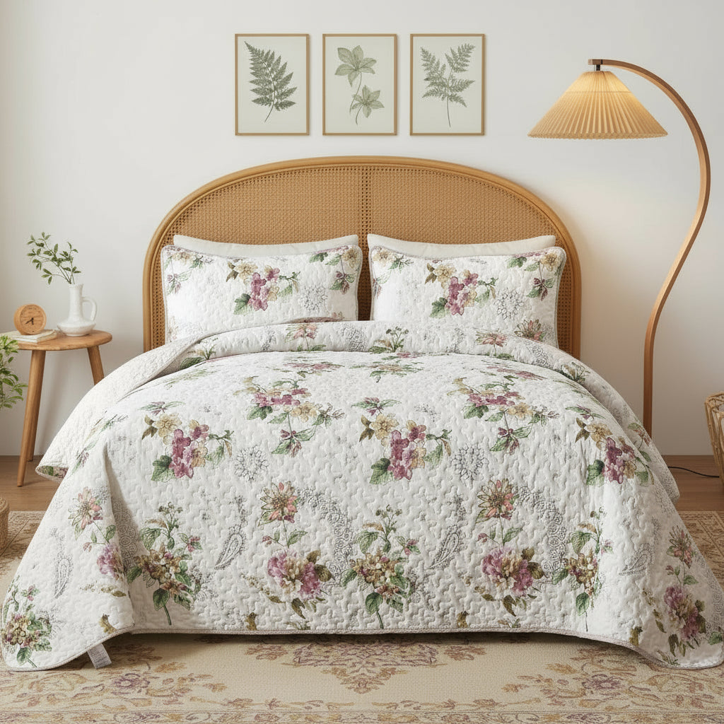 NNEDSZ Artisan Quilted Coverlet and Pillowcases Set: A Masterpiece for Your Bed - Queen size-0