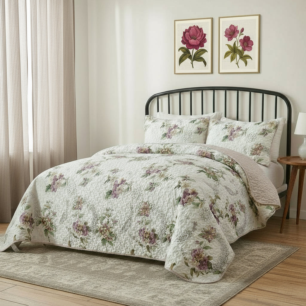 NNEDSZ Artisan Quilted Coverlet and Pillowcases Set: A Masterpiece for Your Bed - Queen size-3