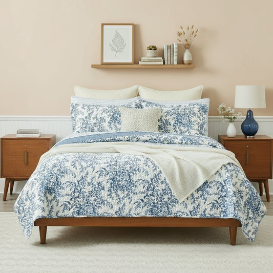 Blue Fern Quilt Set