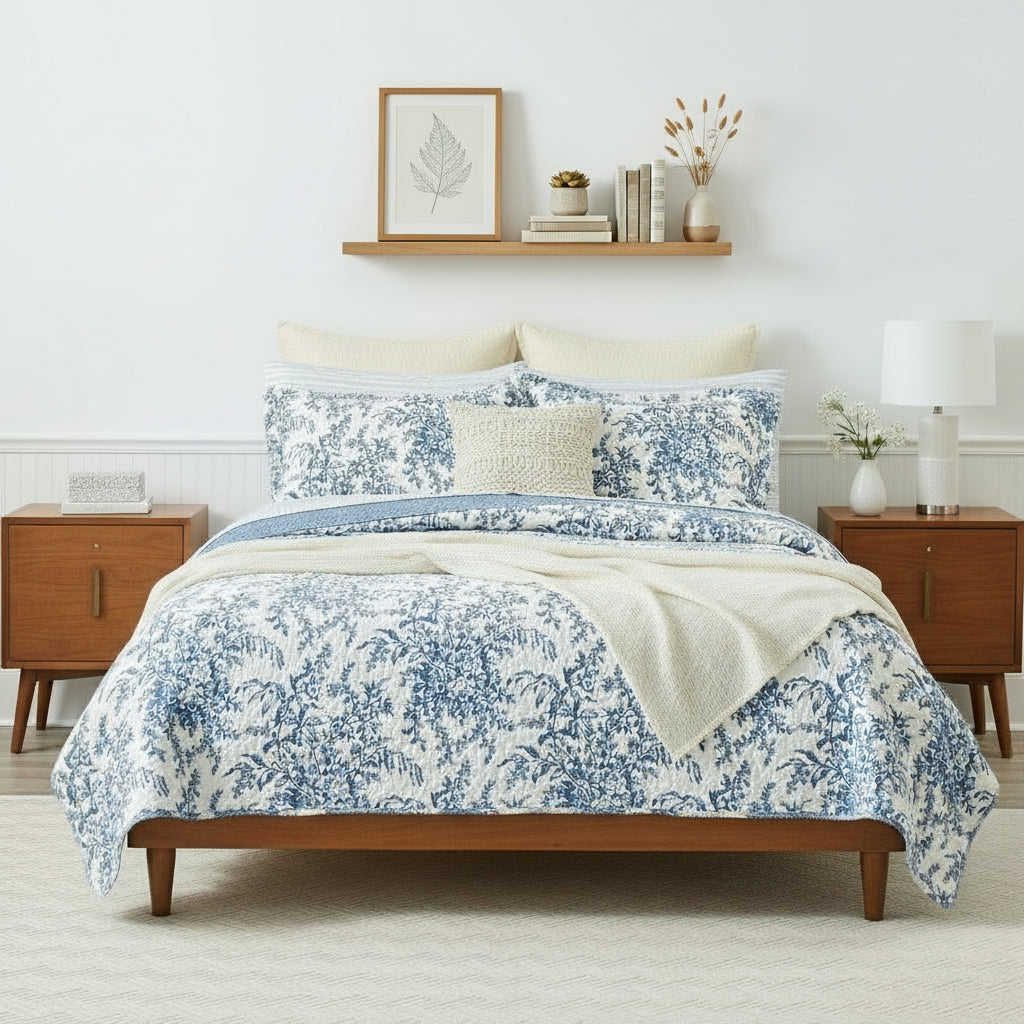 Blue Fern Quilt Set